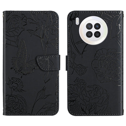 Skin Feel Butterfly Peony Embossed Leather Phone Case, For Honor 9X Lite, For Huawei nova 7 SE, For Huawei nova 8i, For Huawei P30