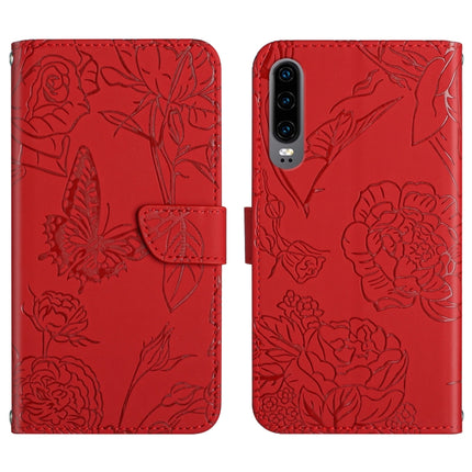 Skin Feel Butterfly Peony Embossed Leather Phone Case, For Honor 9X Lite, For Huawei nova 7 SE, For Huawei nova 8i, For Huawei P30