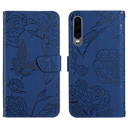 Skin Feel Butterfly Peony Embossed Leather Phone Case, For Honor 9X Lite, For Huawei nova 7 SE, For Huawei nova 8i, For Huawei P30