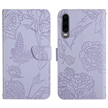 Skin Feel Butterfly Peony Embossed Leather Phone Case, For Honor 9X Lite, For Huawei nova 7 SE, For Huawei nova 8i, For Huawei P30