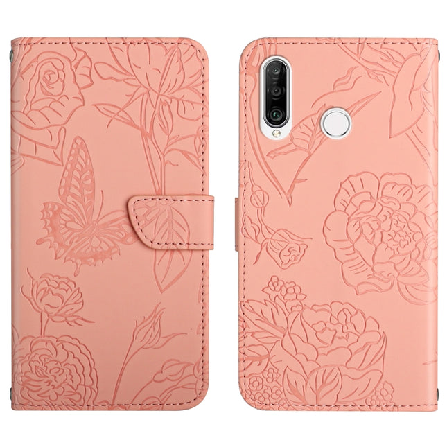 Skin Feel Butterfly Peony Embossed Leather Phone Case, For Huawei P30 Lite, For Huawei P30 Pro, For Huawei P40, For Huawei P40 Lite