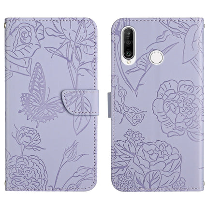 Skin Feel Butterfly Peony Embossed Leather Phone Case, For Huawei P30 Lite, For Huawei P30 Pro, For Huawei P40, For Huawei P40 Lite