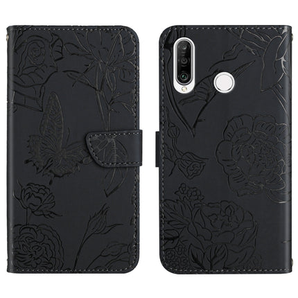Skin Feel Butterfly Peony Embossed Leather Phone Case, For Huawei P30 Lite, For Huawei P30 Pro, For Huawei P40, For Huawei P40 Lite