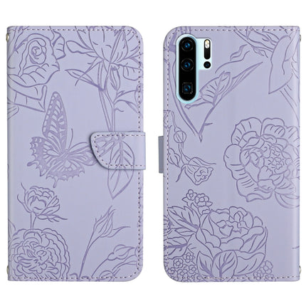 Skin Feel Butterfly Peony Embossed Leather Phone Case, For Huawei P30 Lite, For Huawei P30 Pro, For Huawei P40, For Huawei P40 Lite