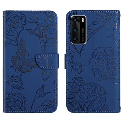 Skin Feel Butterfly Peony Embossed Leather Phone Case, For Huawei P30 Lite, For Huawei P30 Pro, For Huawei P40, For Huawei P40 Lite