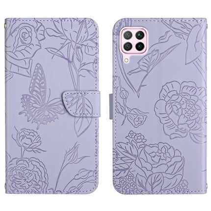 Skin Feel Butterfly Peony Embossed Leather Phone Case, For Huawei P30 Lite, For Huawei P30 Pro, For Huawei P40, For Huawei P40 Lite