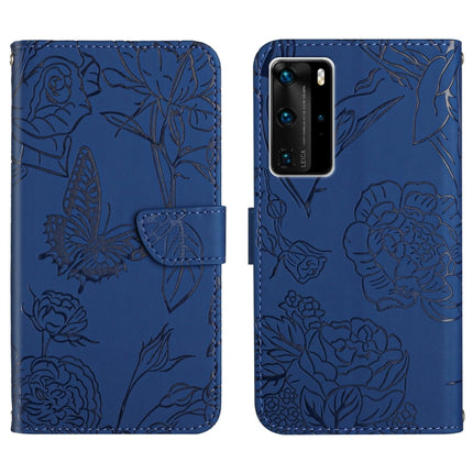 Skin Feel Butterfly Peony Embossed Leather Phone Case, For Huawei P40 Pro, For Huawei P50, For Huawei P50 Pro
