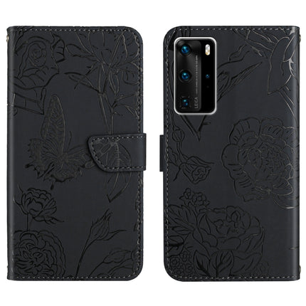 Skin Feel Butterfly Peony Embossed Leather Phone Case, For Huawei P40 Pro, For Huawei P50, For Huawei P50 Pro