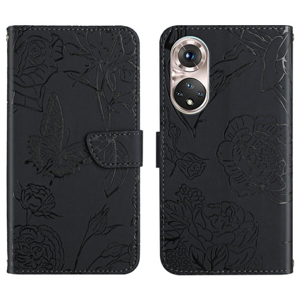 Skin Feel Butterfly Peony Embossed Leather Phone Case, For Huawei P40 Pro, For Huawei P50, For Huawei P50 Pro