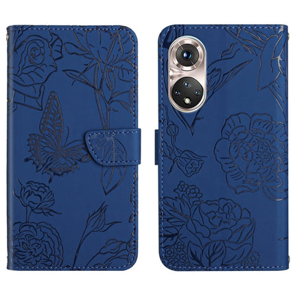 Skin Feel Butterfly Peony Embossed Leather Phone Case, For Huawei P40 Pro, For Huawei P50, For Huawei P50 Pro