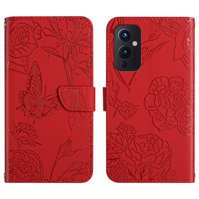 Skin Feel Butterfly Peony Embossed Leather Phone Case, For OnePlus 9, For OnePlus 9 Pro, For OnePlus 10 Pro