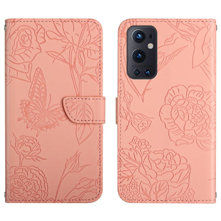 Skin Feel Butterfly Peony Embossed Leather Phone Case, For OnePlus 9, For OnePlus 9 Pro, For OnePlus 10 Pro
