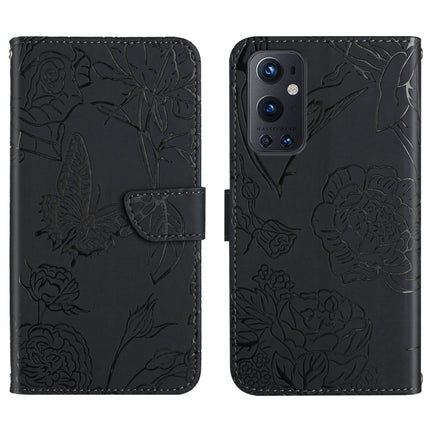Skin Feel Butterfly Peony Embossed Leather Phone Case, For OnePlus 9, For OnePlus 9 Pro, For OnePlus 10 Pro