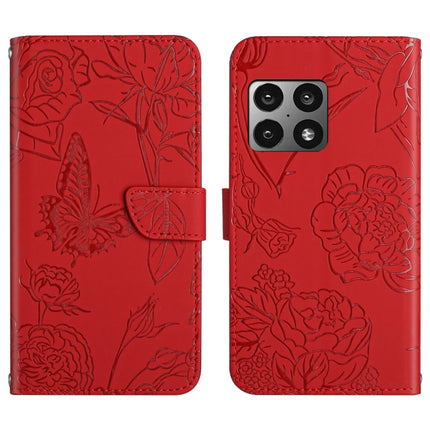 Skin Feel Butterfly Peony Embossed Leather Phone Case, For OnePlus 9, For OnePlus 9 Pro, For OnePlus 10 Pro