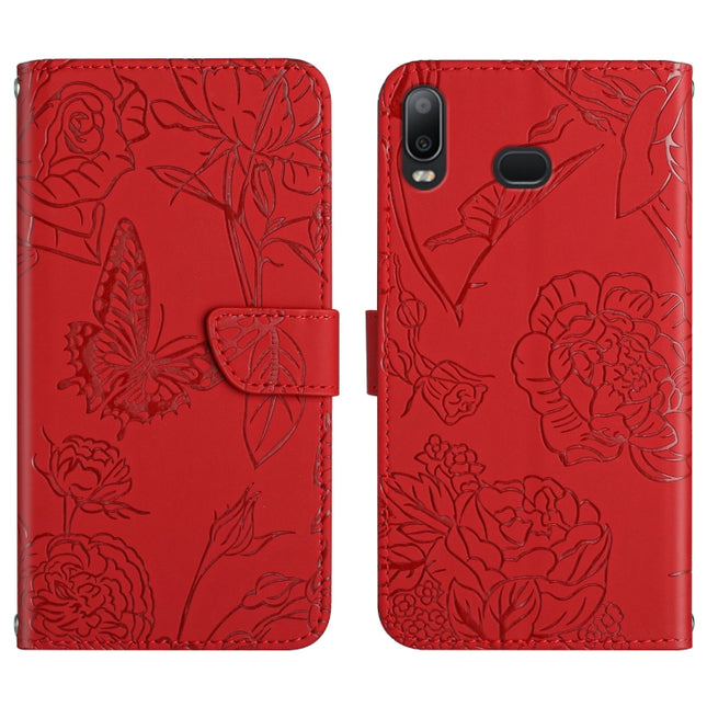Skin Feel Butterfly Peony Embossed Leather Phone Case, For Samsung Galaxy A10s, For Samsung Galaxy A12, For Samsung Galaxy A13 4G, For Samsung Galaxy A13 5G