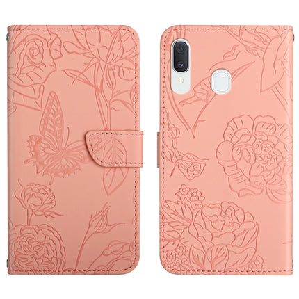 Skin Feel Butterfly Peony Embossed Leather Phone Case, For Samsung Galaxy A32 4G, For Samsung Galaxy A32 5G, For Samsung Galaxy A33 5G, For Samsung Galaxy A40