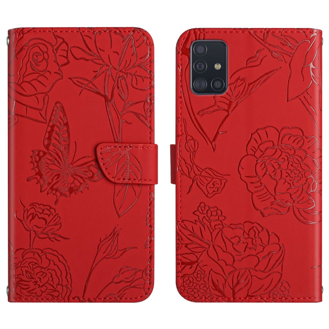 Skin Feel Butterfly Peony Embossed Leather Phone Case, For Samsung Galaxy A71, For Samsung Galaxy A71 5G, For Samsung Galaxy A73 5G, For Samsung Galaxy A81