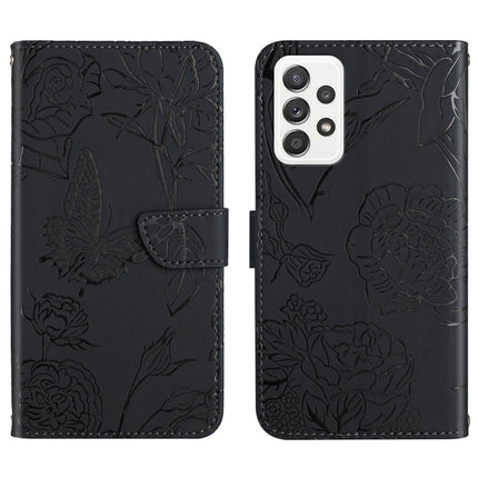 Skin Feel Butterfly Peony Embossed Leather Phone Case, For Samsung Galaxy A71, For Samsung Galaxy A71 5G, For Samsung Galaxy A73 5G, For Samsung Galaxy A81