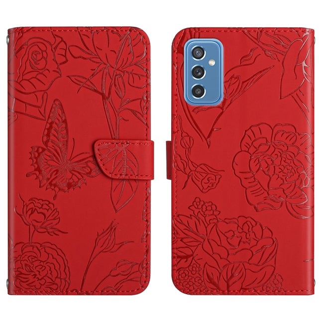 Skin Feel Butterfly Peony Embossed Leather Phone Case, For Samsung Galaxy M52 5G