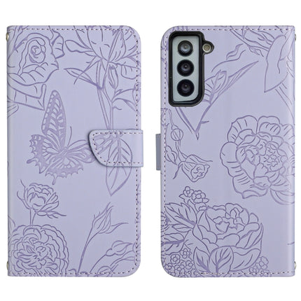 Skin Feel Butterfly Peony Embossed Leather Phone Case, For Samsung Galaxy S21 FE 5G, For Samsung Galaxy S21+ 5G, For Samsung Galaxy S21 Ultra 5G, For Samsung Galaxy S22 5G