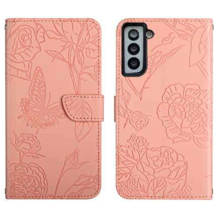 Skin Feel Butterfly Peony Embossed Leather Phone Case, For Samsung Galaxy S21 FE 5G, For Samsung Galaxy S21+ 5G, For Samsung Galaxy S21 Ultra 5G, For Samsung Galaxy S22 5G