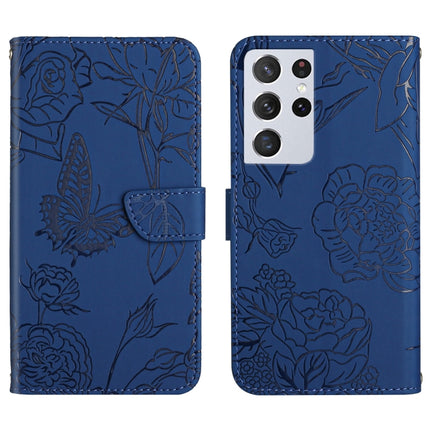 Skin Feel Butterfly Peony Embossed Leather Phone Case, For Samsung Galaxy S21 FE 5G, For Samsung Galaxy S21+ 5G, For Samsung Galaxy S21 Ultra 5G, For Samsung Galaxy S22 5G