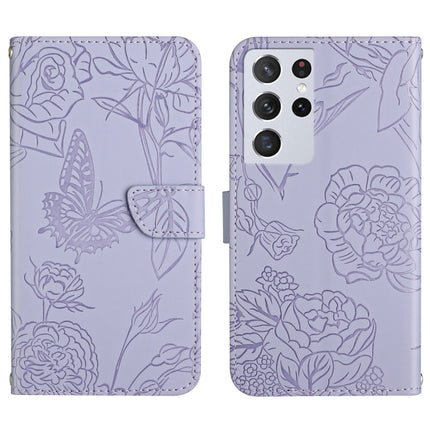 Skin Feel Butterfly Peony Embossed Leather Phone Case, For Samsung Galaxy S21 FE 5G, For Samsung Galaxy S21+ 5G, For Samsung Galaxy S21 Ultra 5G, For Samsung Galaxy S22 5G