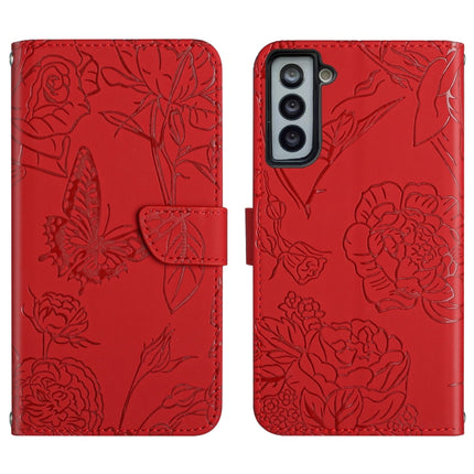 Skin Feel Butterfly Peony Embossed Leather Phone Case, For Samsung Galaxy S21 FE 5G, For Samsung Galaxy S21+ 5G, For Samsung Galaxy S21 Ultra 5G, For Samsung Galaxy S22 5G