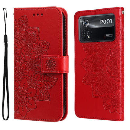 7-petal Flowers Embossed Flip Leather Phone Case, For Xiaomi Redmi 10C 4G / Redmi 10 (India), For Xiaomi Poco X4 Pro 5G, For Honor 50 SE / Huawei nova 9 SE, For OPPO Find X5 Lite / Reno7 5G