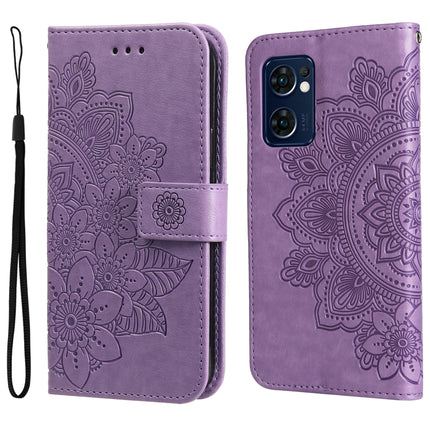 7-petal Flowers Embossed Flip Leather Phone Case, For Xiaomi Redmi 10C 4G / Redmi 10 (India), For Xiaomi Poco X4 Pro 5G, For Honor 50 SE / Huawei nova 9 SE, For OPPO Find X5 Lite / Reno7 5G