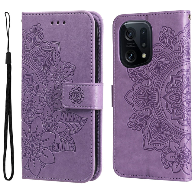 7-petal Flowers Embossed Flip Leather Phone Case, For OPPO Find X5, For OPPO Find X5 Pro, For vivo Y15s 2021 / Y15a