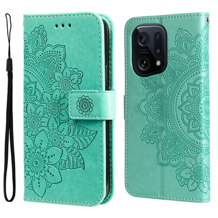 7-petal Flowers Embossed Flip Leather Phone Case, For OPPO Find X5, For OPPO Find X5 Pro, For vivo Y15s 2021 / Y15a