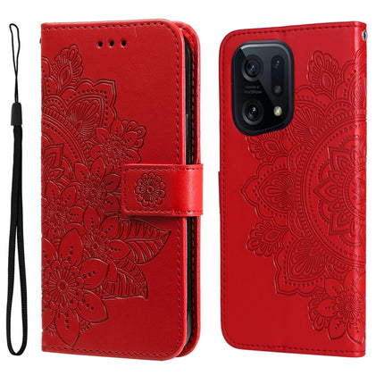 7-petal Flowers Embossed Flip Leather Phone Case, For OPPO Find X5, For OPPO Find X5 Pro, For vivo Y15s 2021 / Y15a