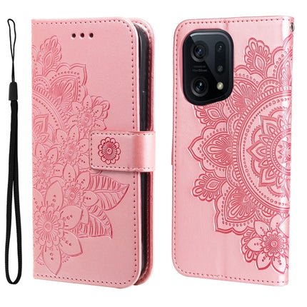 7-petal Flowers Embossed Flip Leather Phone Case, For OPPO Find X5, For OPPO Find X5 Pro, For vivo Y15s 2021 / Y15a