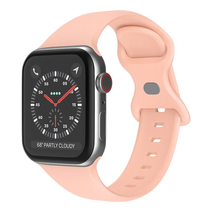 Butterfly Buckle Silicone Watchband, Size: S For Apple Watch Series, 7 41mm / 6&SE&5&4 40mm / 3&2&1 38mm