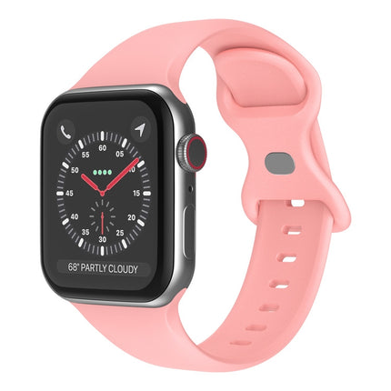 Butterfly Buckle Silicone Watchband, Size: S For Apple Watch Series, 7 45mm / 6&SE&5&4 44mm / 3&2&1 42mm