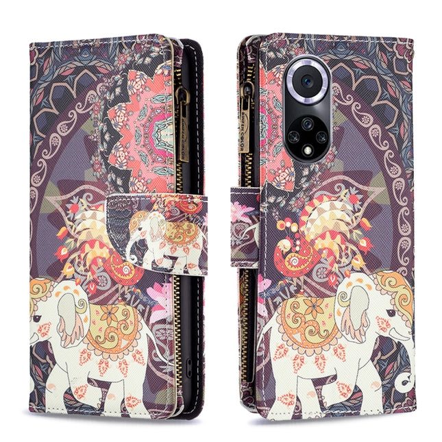 Colored Drawing Pattern Zipper Leather Phone Case, For Honor 50 / Huawei nova 9, For Honor 50 Lite / Huawei nova 8i