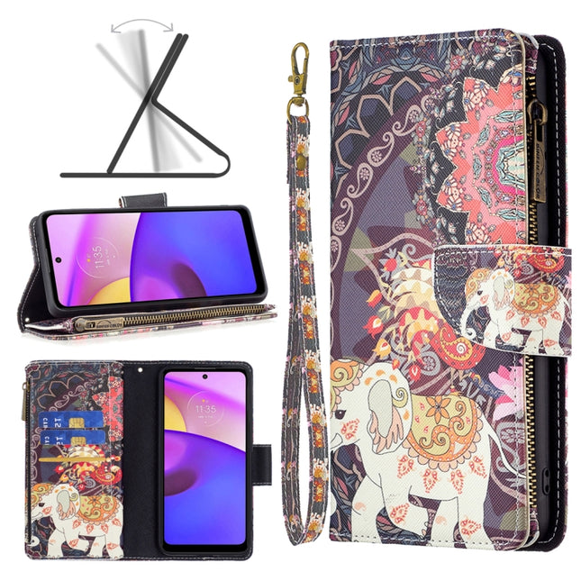 Colored Drawing Pattern Zipper Leather Phone Case, For Motorola Moto E40 / E30, For Motorola Moto G22