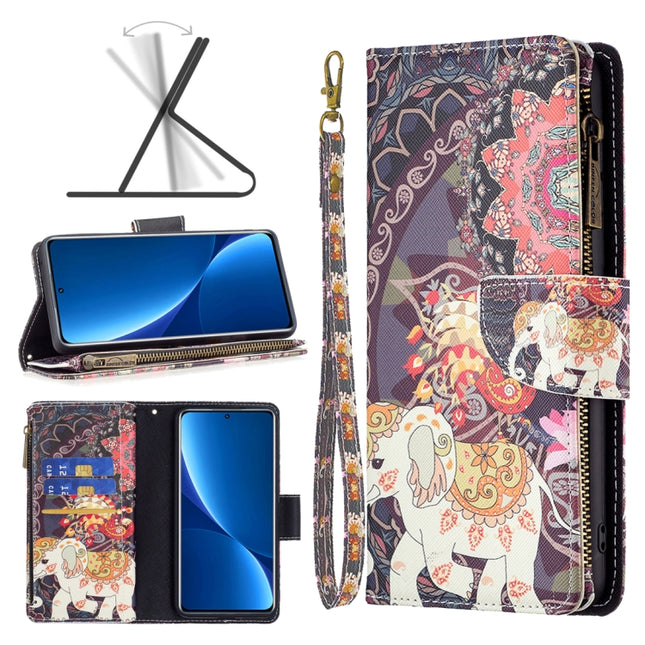 Colored Drawing Pattern Zipper Leather Phone Case, For Xiaomi 12 Pro