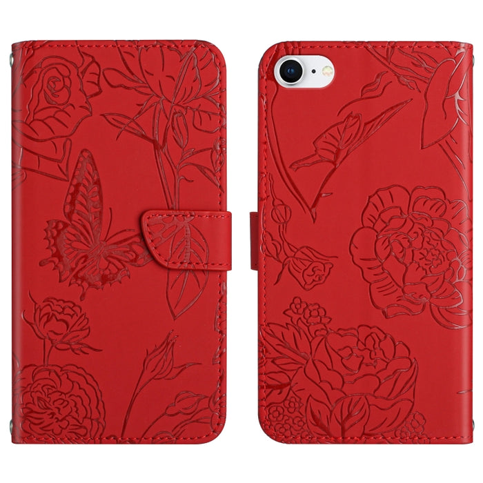 Funda de piel con relieve de peonía y mariposa para iPhone SE 2022/SE 2020/8/7, iPhone 8 Plus/7 Plus, iPhone 11, iPhone 11 Pro, iPhone 11 Pro Max y iPhone 12