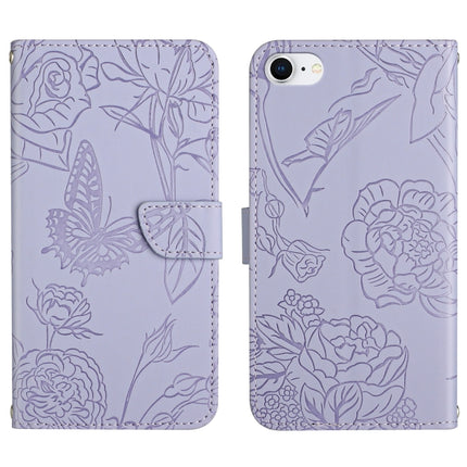 Skin Feel Butterfly Peony Embossed Leather Phone Case, For iPhone SE 2022 / SE 2020 / 8 / 7, For iPhone 8 Plus / 7 Plus, For iPhone 11, For iPhone 11 Pro