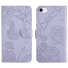 Skin Feel Butterfly Peony Geprägte Leder-Telefonhülle, Für iPhone SE 2022 / SE 2020 / 8 / 7, Für iPhone 8 Plus / 7 Plus, Für iPhone 11, Für iPhone 11 Pro, Für iPhone 11 Pro Max, Für iPhone 12