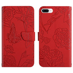 Skin Feel Butterfly Peony Geprägte Leder-Telefonhülle, Für iPhone SE 2022 / SE 2020 / 8 / 7, Für iPhone 8 Plus / 7 Plus, Für iPhone 11, Für iPhone 11 Pro, Für iPhone 11 Pro Max, Für iPhone 12