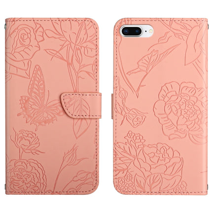 Skin Feel Butterfly Peony Embossed Leather Phone Case, For iPhone SE 2022 / SE 2020 / 8 / 7, For iPhone 8 Plus / 7 Plus, For iPhone 11, For iPhone 11 Pro