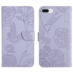 Skin Feel Butterfly Peony Geprägte Leder-Telefonhülle, Für iPhone SE 2022 / SE 2020 / 8 / 7, Für iPhone 8 Plus / 7 Plus, Für iPhone 11, Für iPhone 11 Pro, Für iPhone 11 Pro Max, Für iPhone 12