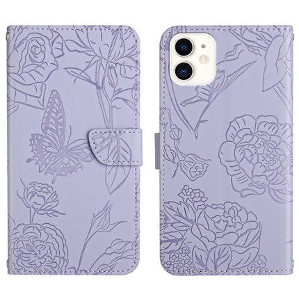Skin Feel Butterfly Peony Embossed Leather Phone Case, For iPhone 11 Pro Max, For iPhone 12, For iPhone 12 mini, For iPhone 12 Pro