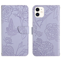 Skin Feel Butterfly Peony Embossed Leather Phone Case, For iPhone 12 mini, For iPhone 12 Pro, For iPhone 12 Pro Max, For iPhone 13, For iPhone 13 mini, For iPhone 13 Pro