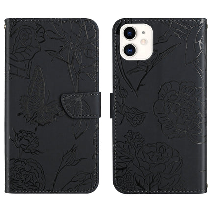 Skin Feel Butterfly Peony Embossed Leather Phone Case, For iPhone 11 Pro Max, For iPhone 12, For iPhone 12 mini, For iPhone 12 Pro