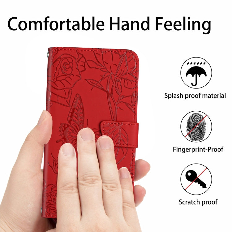 Skin Feel Butterfly Peony Geprägte Leder-Handyhülle, Für iPhone 13 Pro Max, Für iPhone XS / X, Für iPhone XR, Für iPhone XS Max