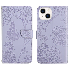 Skin Feel Butterfly Peony Embossed Leather Phone Case, For iPhone 12 mini, For iPhone 12 Pro, For iPhone 12 Pro Max, For iPhone 13, For iPhone 13 mini, For iPhone 13 Pro